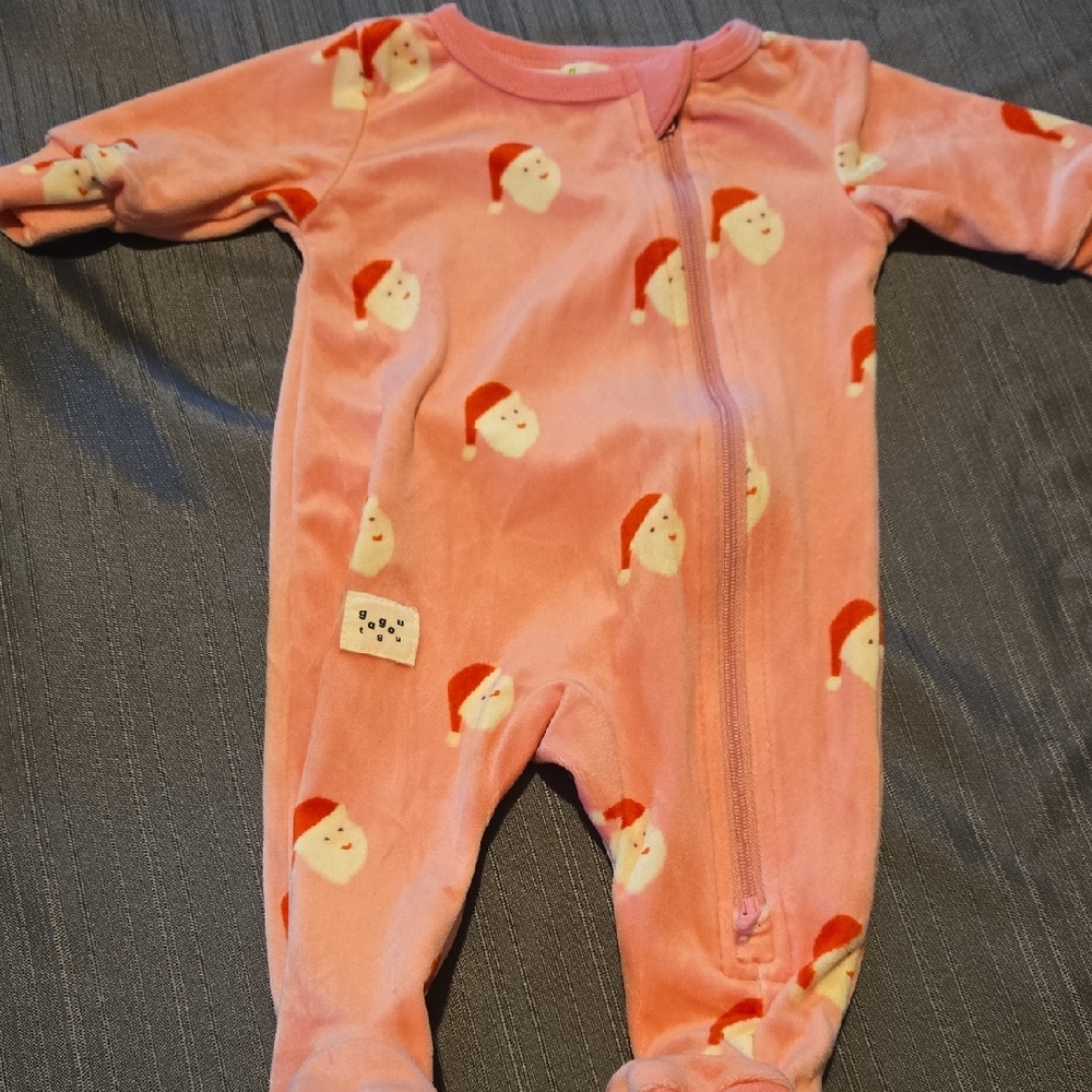 Pink Santa Print Kids One Piece